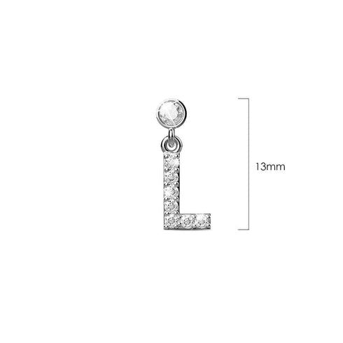 Solid 925 Sterling Silver Initial Crystal Personalised Alphabet Letter Earrings